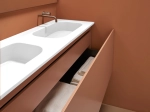 Plan double vasques système d’évacuation discret L 100 à 201 x P 40 à 51 cm, finition lisse mate 10 couleurs, Résine Anti-bactérien Akrytan® teinté dans la masse, Livraison Offerte